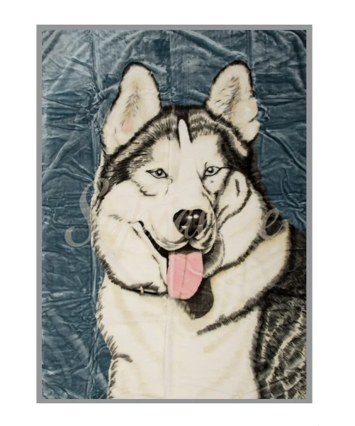 Koc akrylowy gruby szary husky.webp