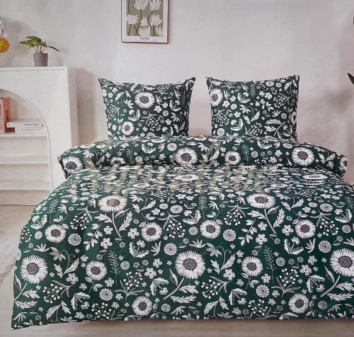 Komplet pościeli 200x220 satyna bawełniana butelkowa w słoneczniki.webp