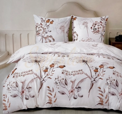 Komplet pościeli bawełnianej 160x200 kremowa w dmuchawce 2050