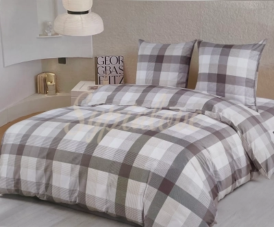 Komplet pościeli bawełnianej 160x200 w szarą kratkę 2044