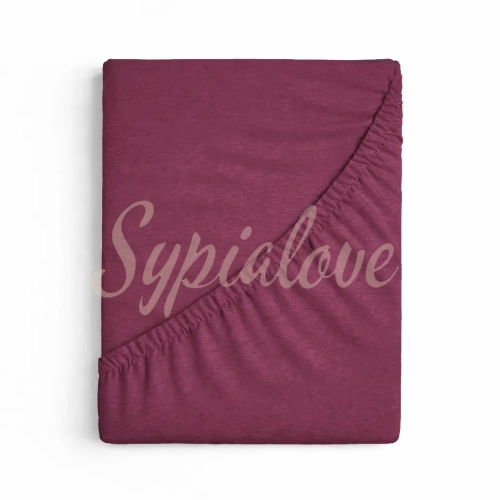 prześcieradło jersey 200x220 z gumką bordowe.webp