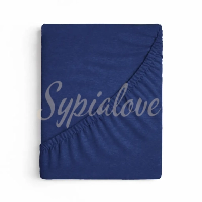 Prześcieradło jersey 180x200 z gumką granatowe 150g/m2