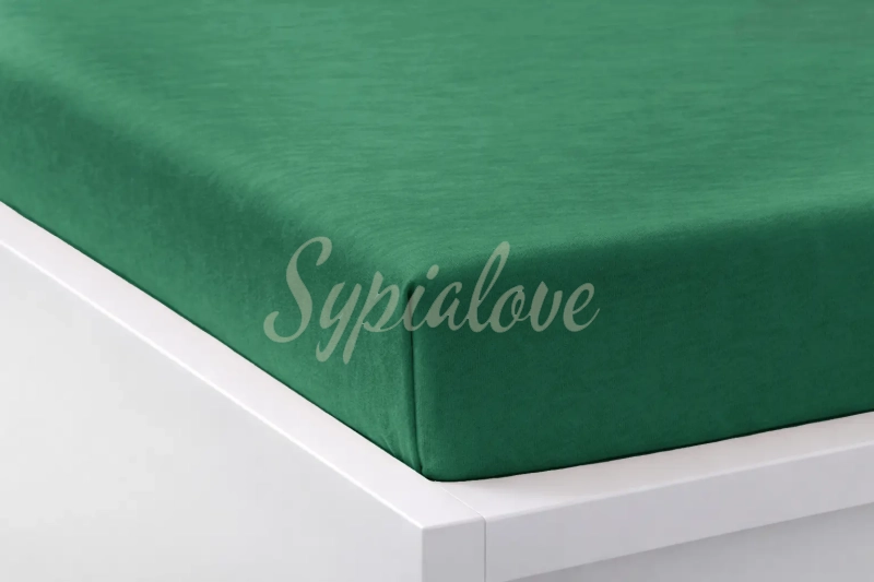 przescieradlo jersey 160x200 ciemno zielone z gumka.webp