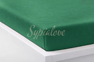 przescieradlo jersey 180x200 ciemno zielone z gumka.webp