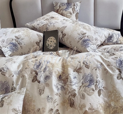 Pościel 200x220 bawełniana kremowa w róże 1997