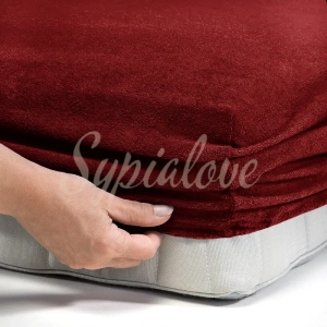 prześcieradło frotte 160x200 bordowe z gumka.webp