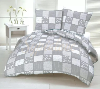 Komplet pościeli z kory 160x200 w kwadraty szare bielawa 