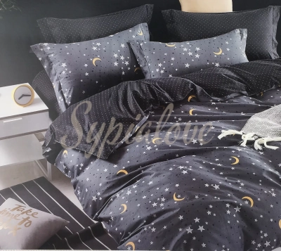 Pościel 160x200 w gwiazdki i księżyce komplet satyna bawełniana 1190