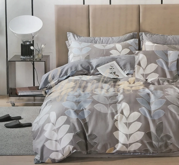 Komplet pościeli 160x200 szara w liście.webp