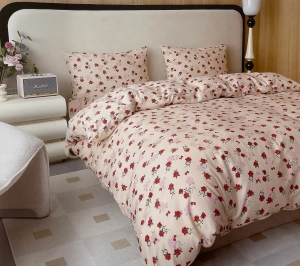 Komplet pościeli 160x200 satyna bawełniana w drobne różyczki.webp